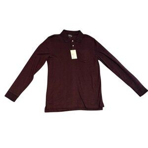 Men's Croft & Barrow LS Polo Shirt Easy Care Extra Soft Burgundy Heather Size Sm
